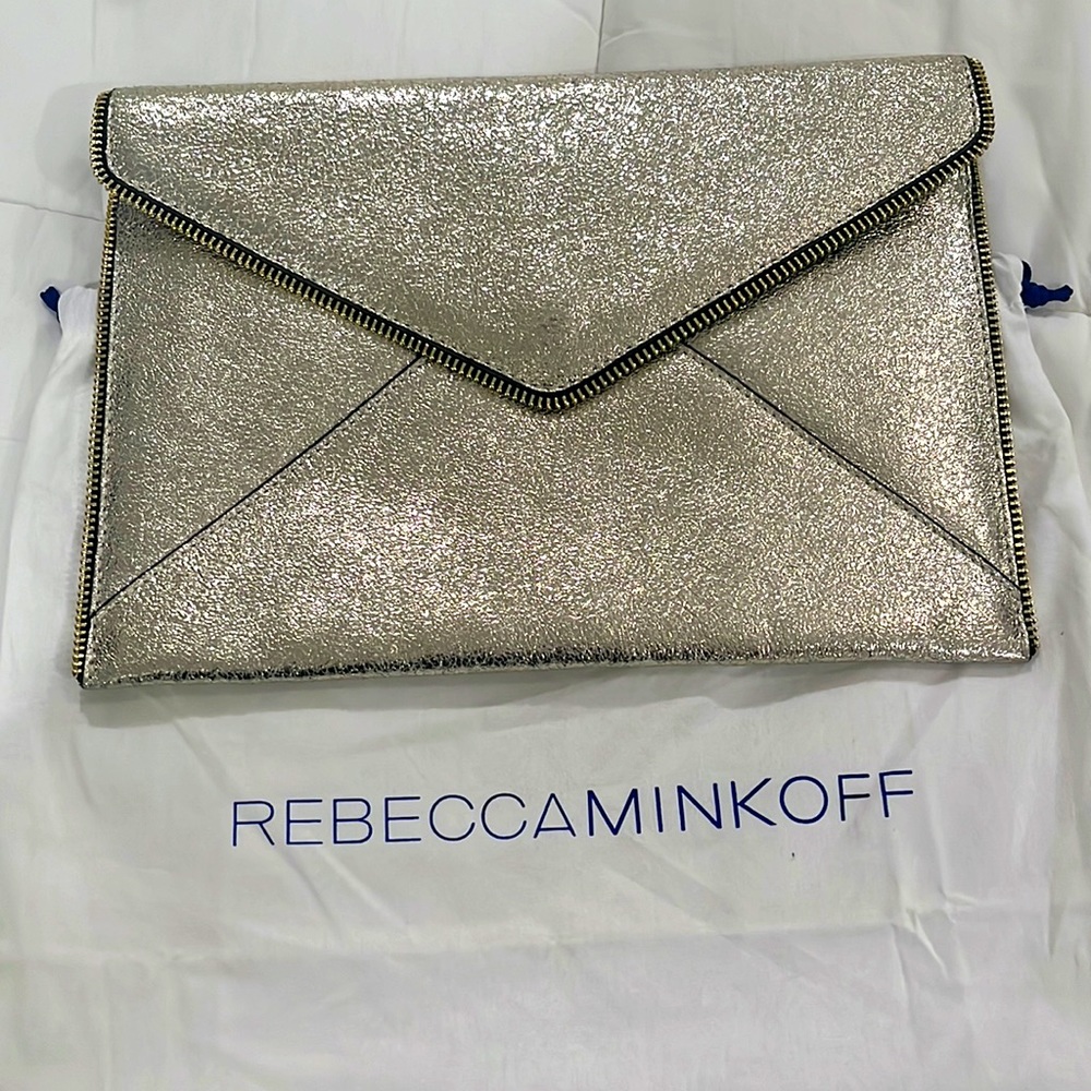 Rebecca Minkoff envelope clutch gold color